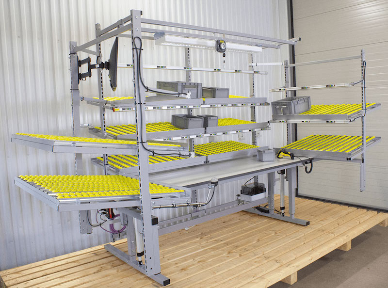 Flow rack workstation for better a more efficient production flow
